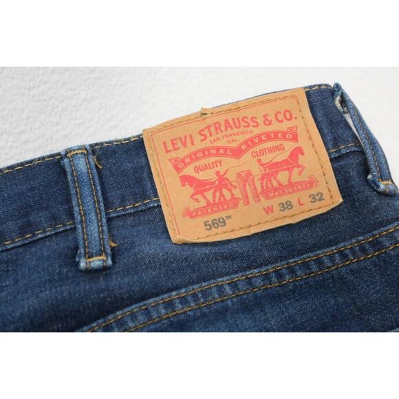 Levi's 569 Loose Straight Fit Rugged Denim Blue Jeans Mens Size 38 x 32 - Picture 1 of 7
